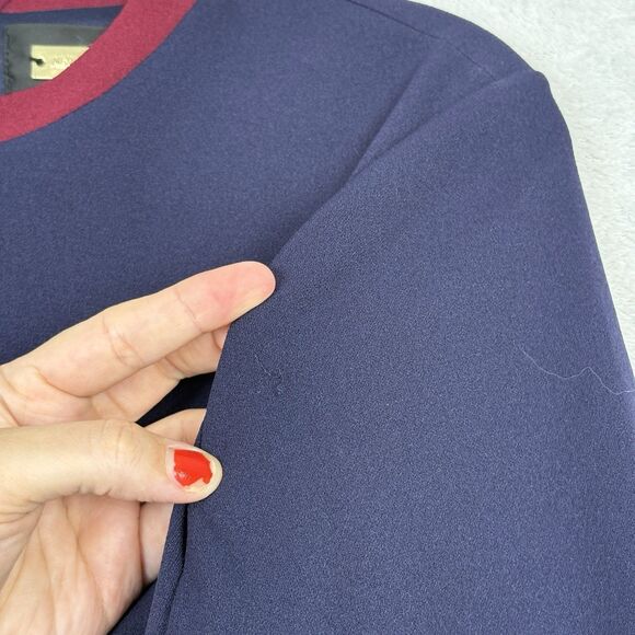 Alexia Admor Flare Sleeve Shift Dress M Blue Burgundy Mod Retro MCM Gogo Party - Picture 4 of 13